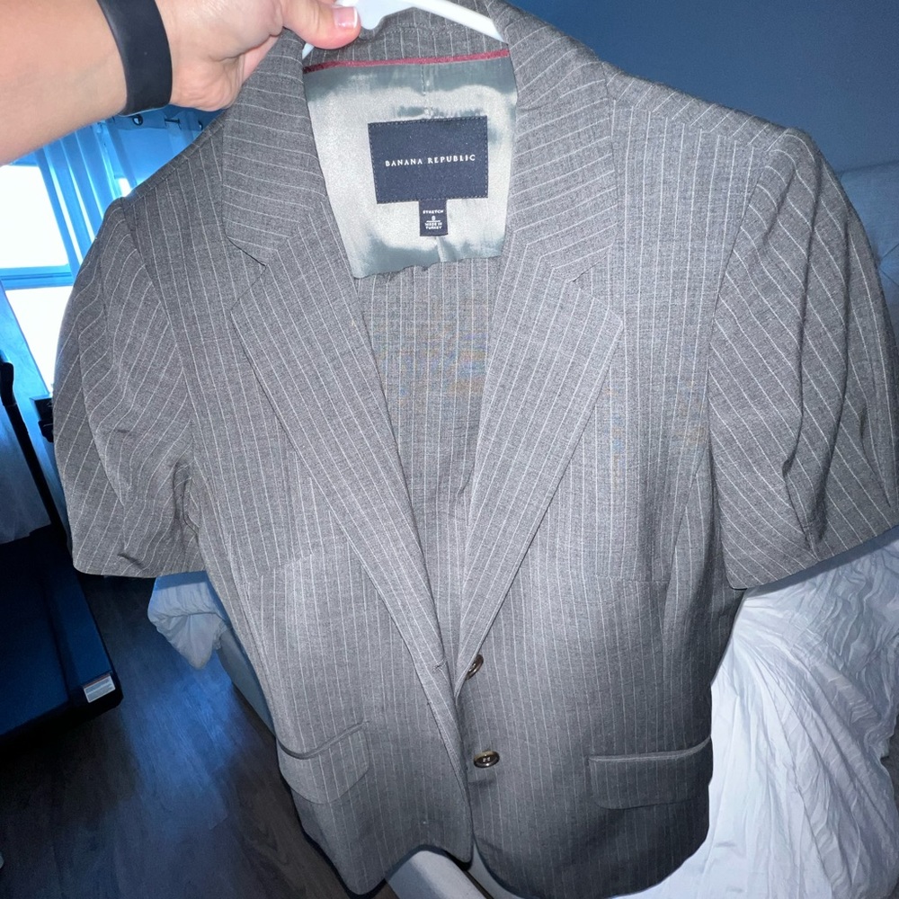 Banana Republic grey skirt suit